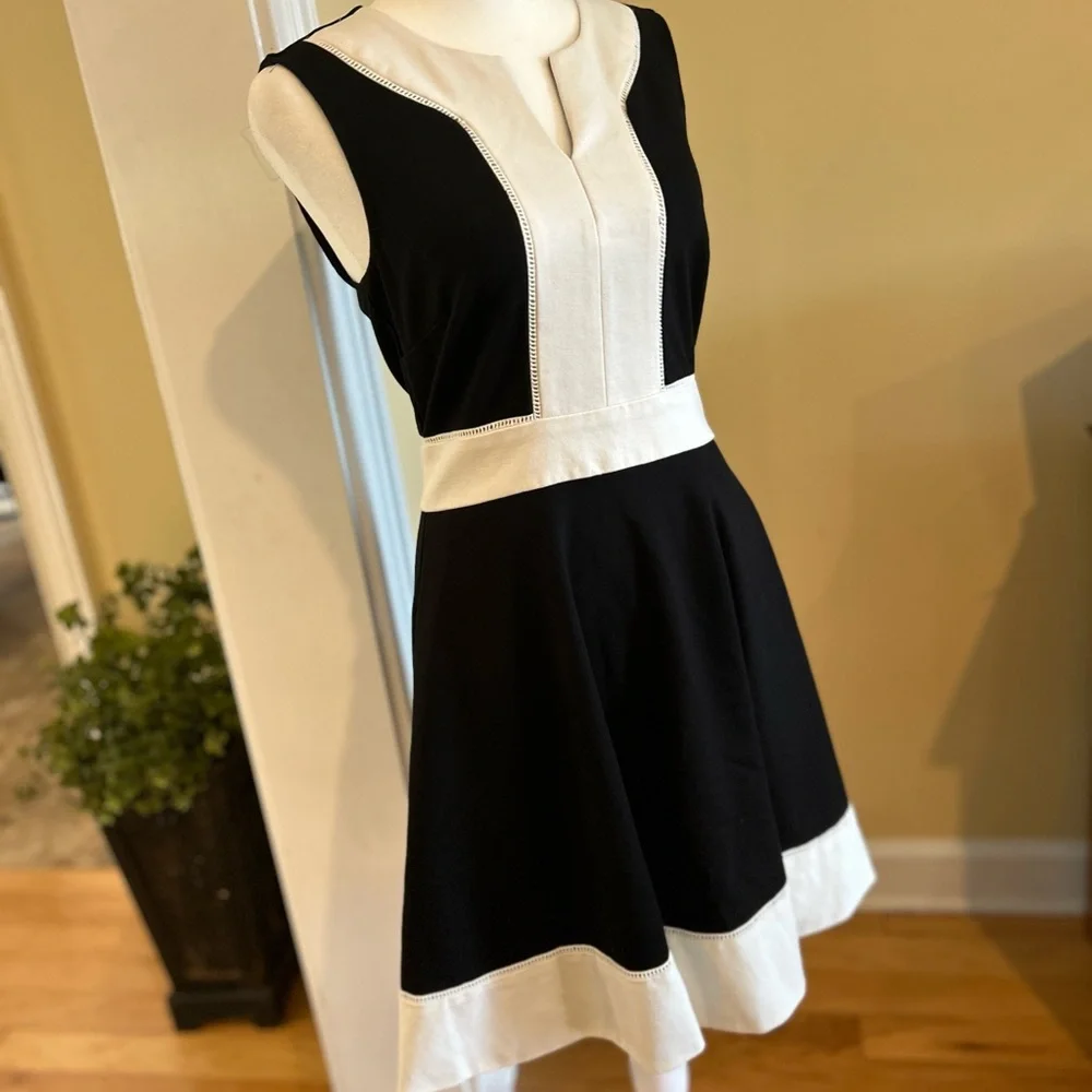 Kate Spade Black and White Colorblock Ponte Women’s Knit Dress